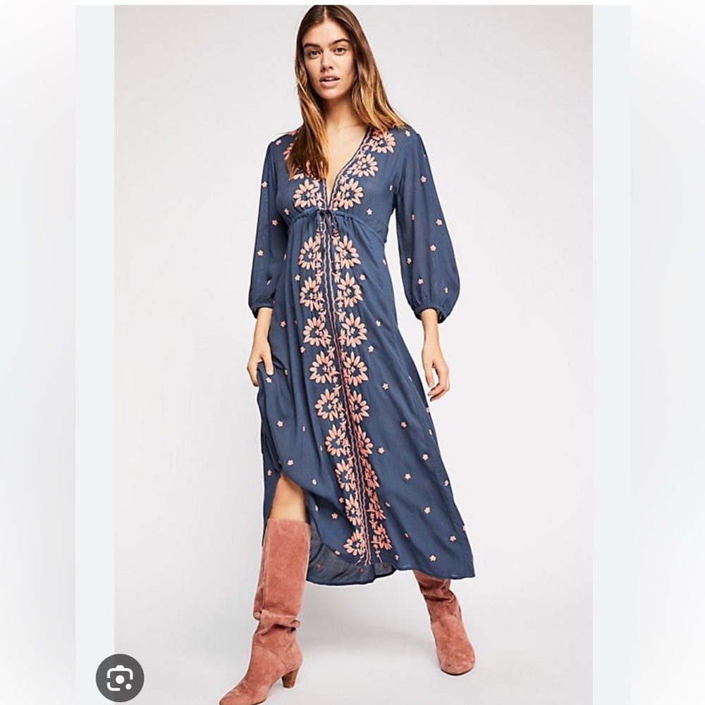 XS Free People Fable Embroidered Dress